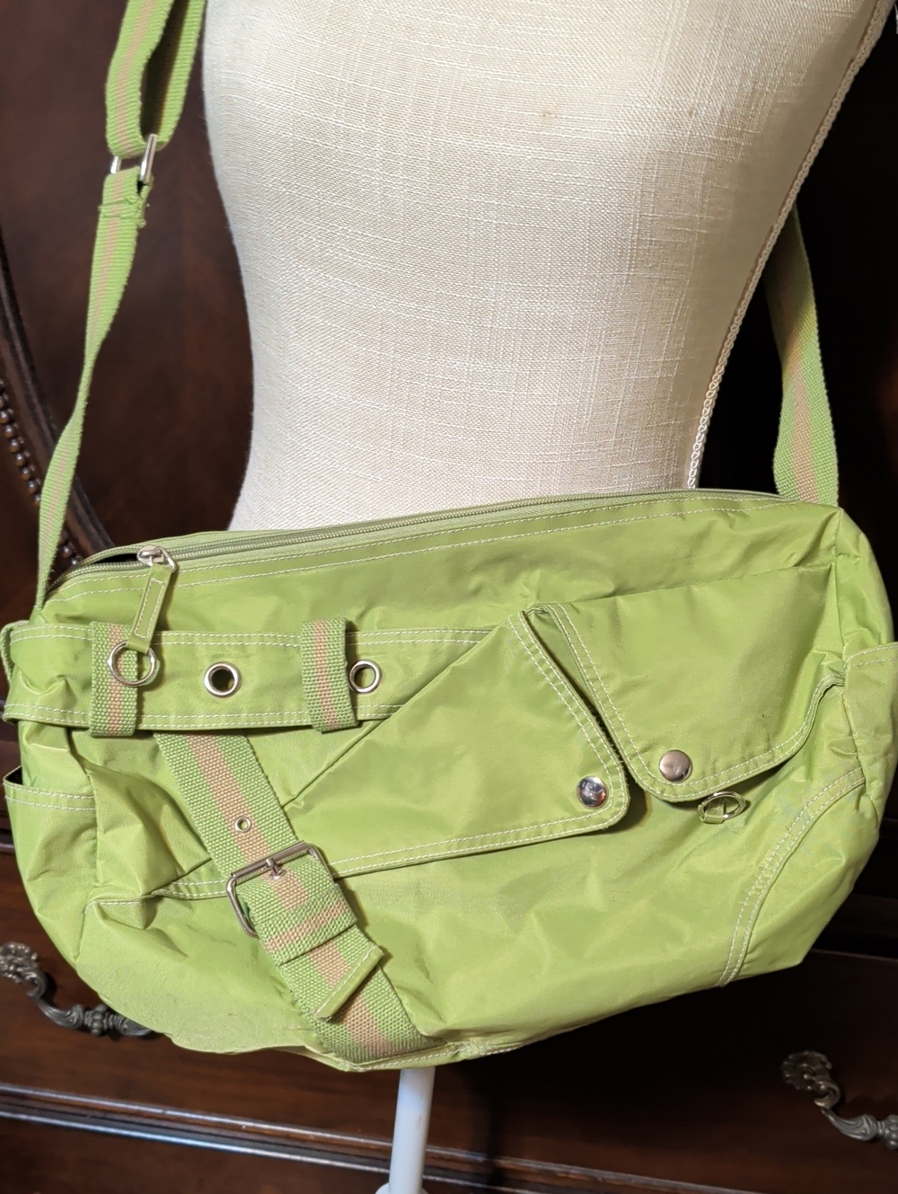 Vintage Barneys New York Chartreuse Nylon Utility Bag Utility Chic Gorpcore